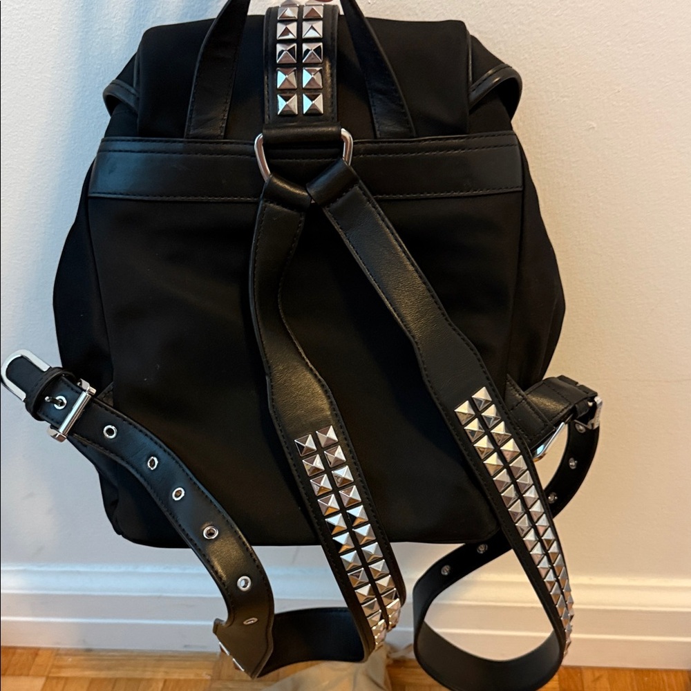 Michael Kors Black Nylon Backpack with Silver Accents - Picture 2 of 4